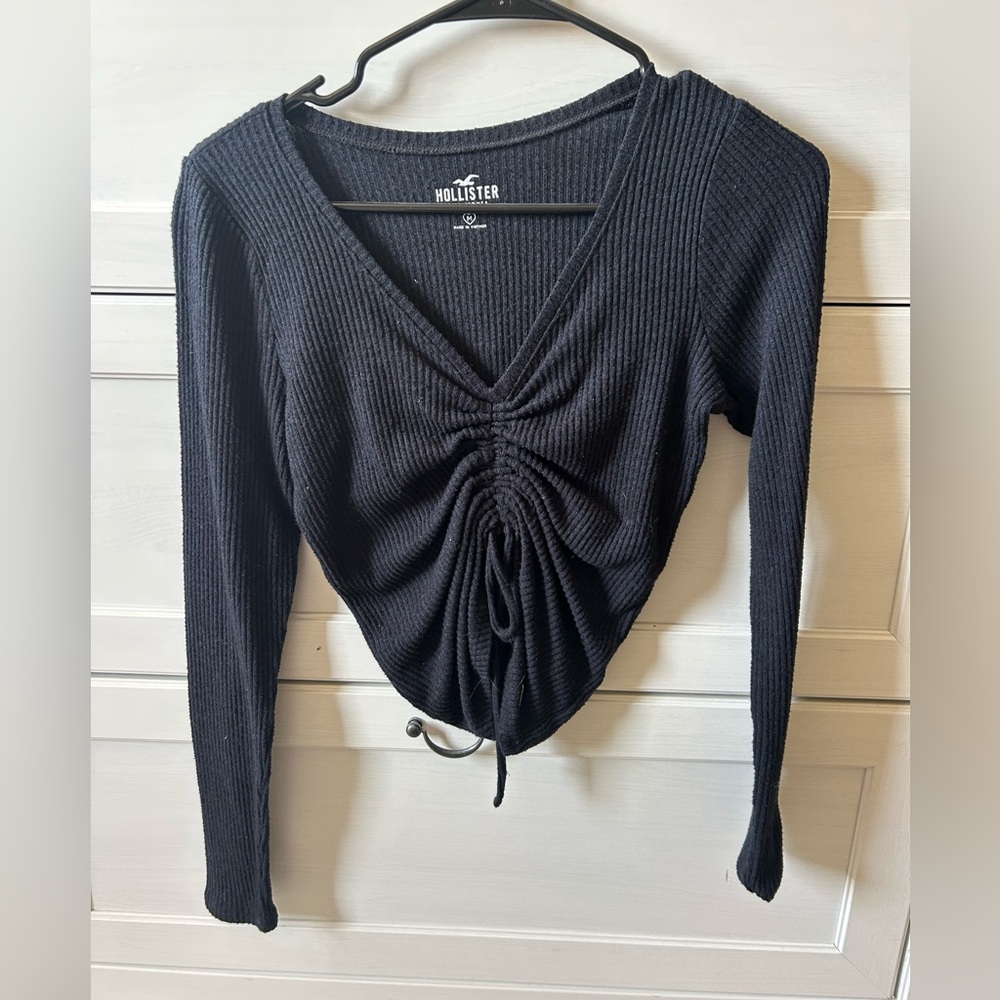 Hollister Black Ribbed Long Sleeve Top✔️